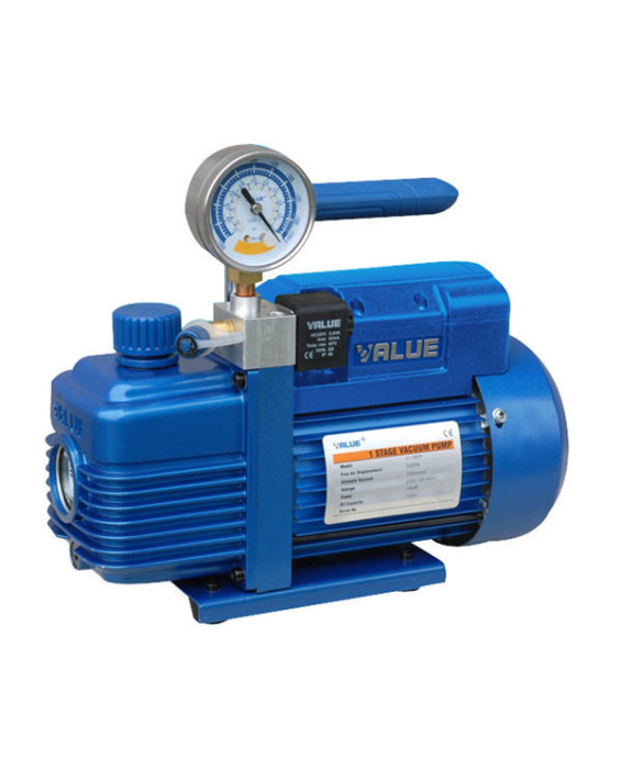 Vacuum pump VALUE NEW VI 160-SV (1x steps 142 l/min) with vertical pressure gauge 150 microns 2Pa
