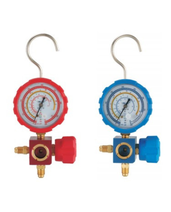 Pressure gauge. single-valve manifold VALUE VMG -1-SH Type2 (R 410,407,22,134) red with eye