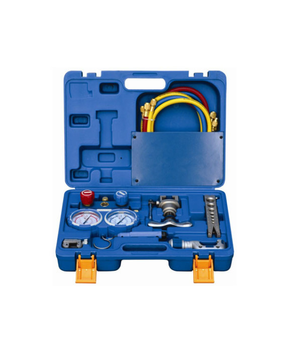 Pipe processing kit VALUE VTB-5B-111( 2 pipe cutters 28V and 19, rolling 808 I, reamer, collector R410A, R407C, R22, R134A, hoses with taps, 2 adapters) Case