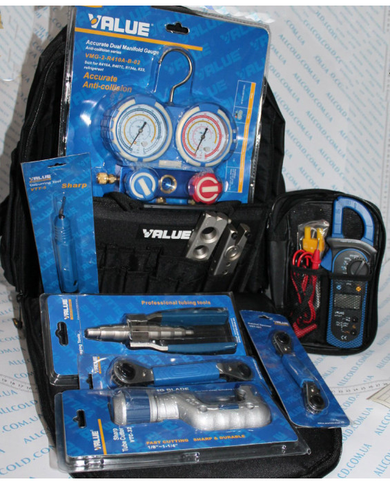 Набор Сумка VALUE VTB -8C ( вальцовка , коллетор  , труборез ,трубрасиритель,риммер, тестер, ключи
