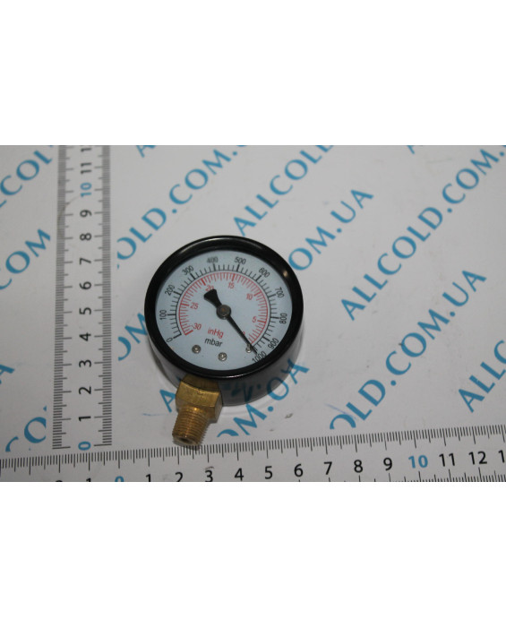 Pressure gauge. VALUE 310500104 pressure and vacuum meter diameter 50 mm . Chern. Bottom connection