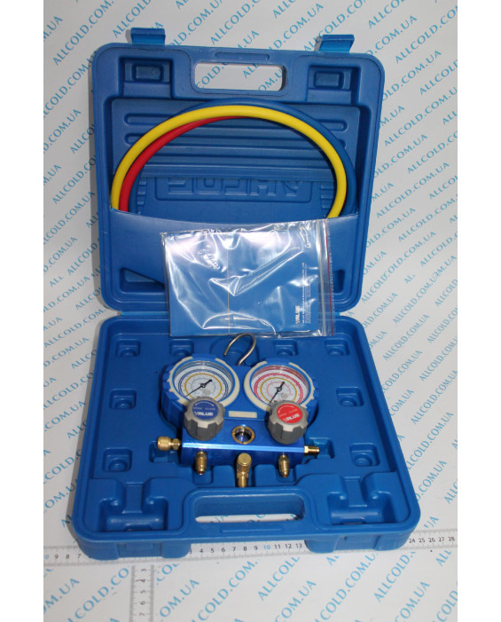 Pressure gauge. (suitcase) two-valve manifold VALUE VMG -2 R22---B hoses 90 cm ( R404,407,22,134) -