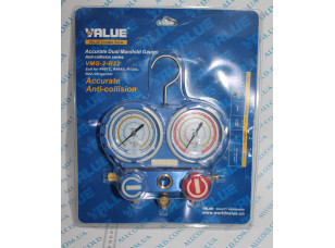 Манометр. ( Блістер) колектор двовентельний VALUE VMG -2 R22--02 шланги 90 см ( R404,407,22,134)