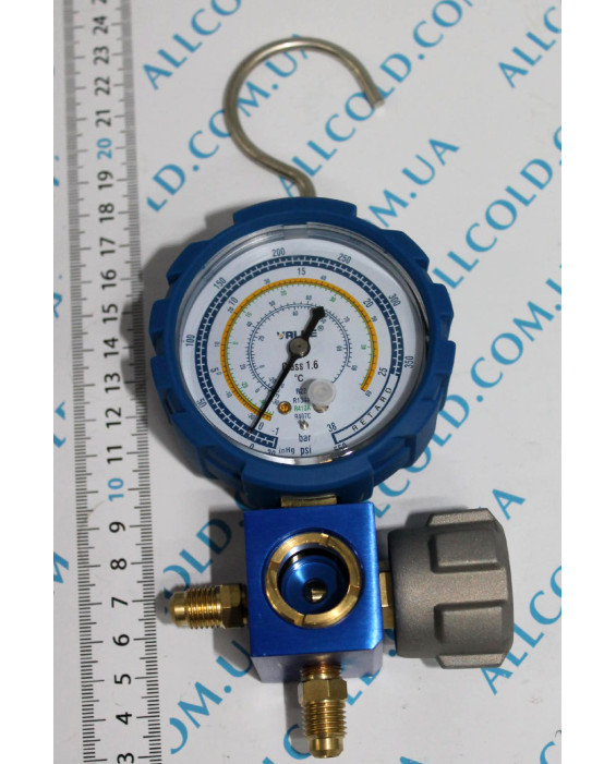 Pressure gauge. single-valve manifold VALUE VMG -1-SL Type2 (R 410,407,22,134) blue with eye